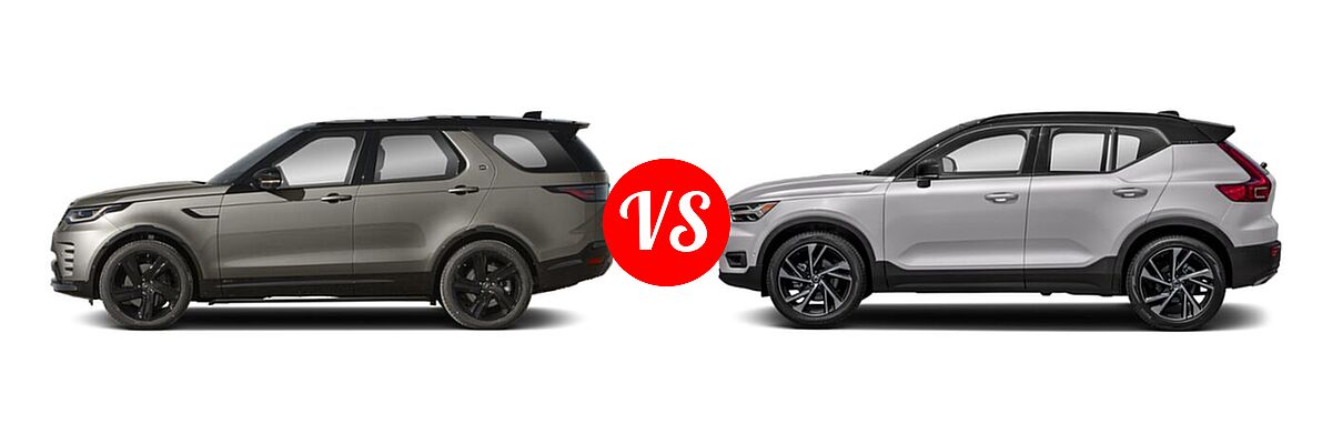 2023 Land Rover Discovery SUV HSE R-Dynamic / Metropolitan Edition / S / S R-Dynamic vs. 2019 Volvo XC40 SUV R-Design - Side Comparison