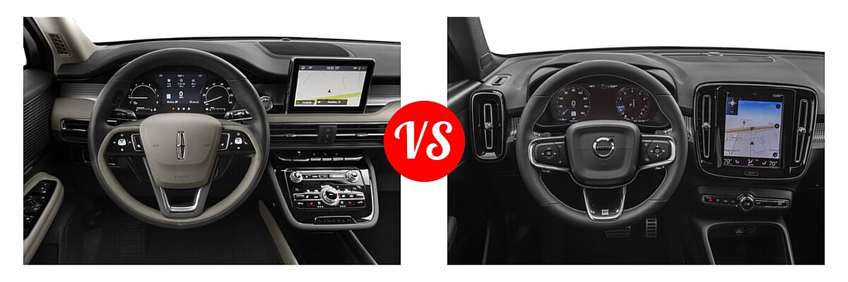 2022 Lincoln Corsair SUV Reserve / Standard vs. 2019 Volvo XC40 SUV R-Design - Dashboard Comparison