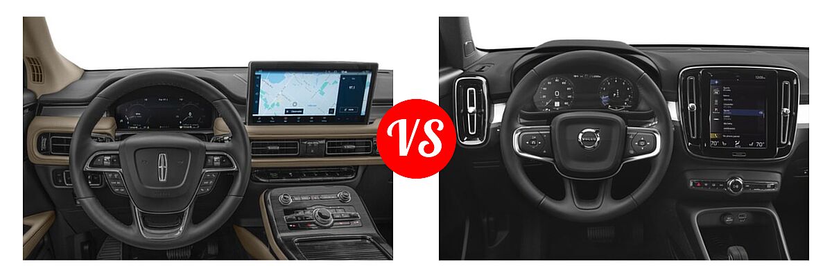 2022 Lincoln Nautilus SUV Black Label / Reserve / Standard vs. 2019 Volvo XC40 SUV Momentum / R-Design - Dashboard Comparison