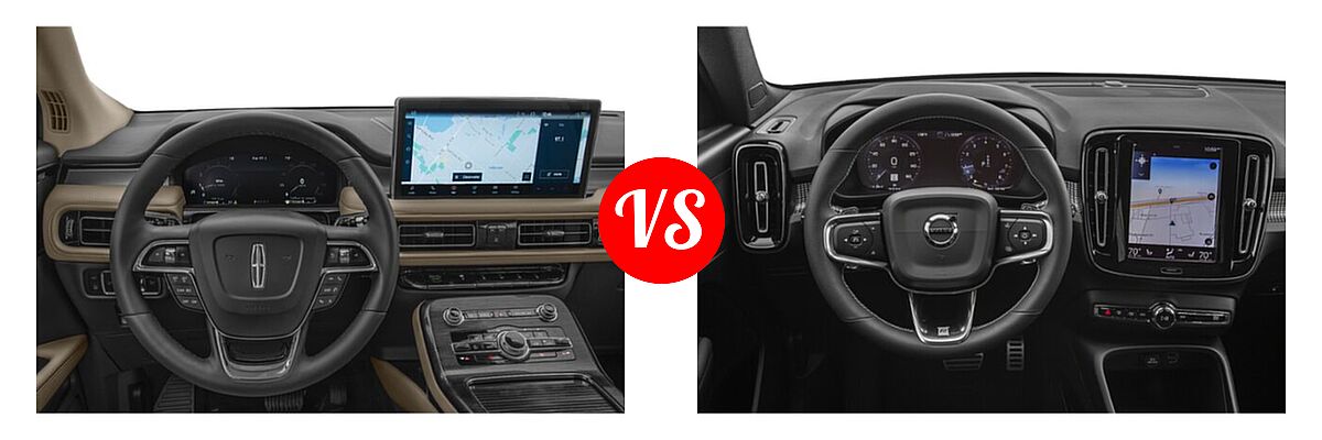 2022 Lincoln Nautilus SUV Black Label / Reserve / Standard vs. 2019 Volvo XC40 SUV R-Design - Dashboard Comparison
