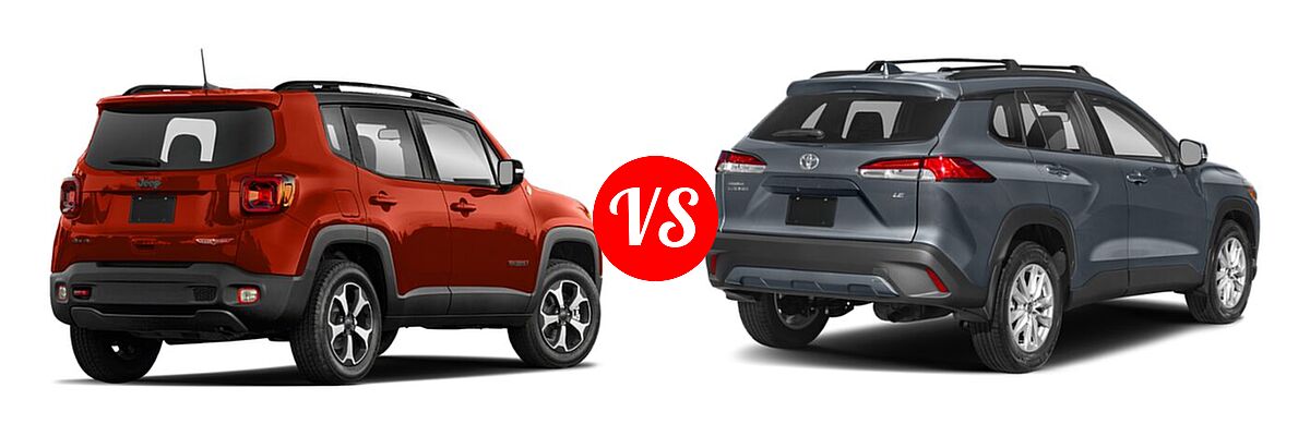 2022 Jeep Renegade SUV Latitude / Sport vs. 2022 Toyota Corolla Cross SUV LE - Rear Right Comparison