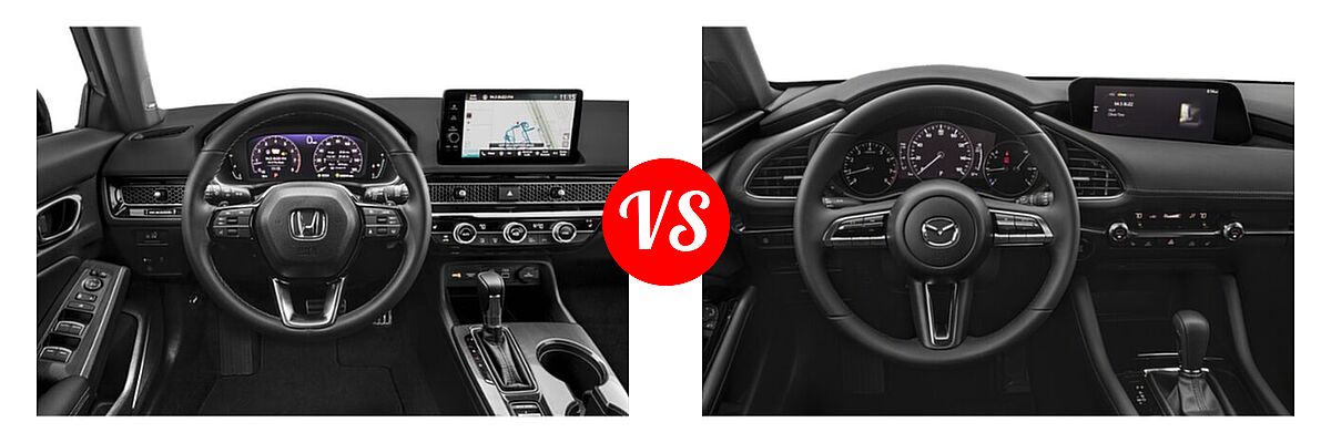 2022 Honda Civic Hatchback Sport Touring vs. 2022 Mazda 3 Hatchback Premium - Dashboard Comparison