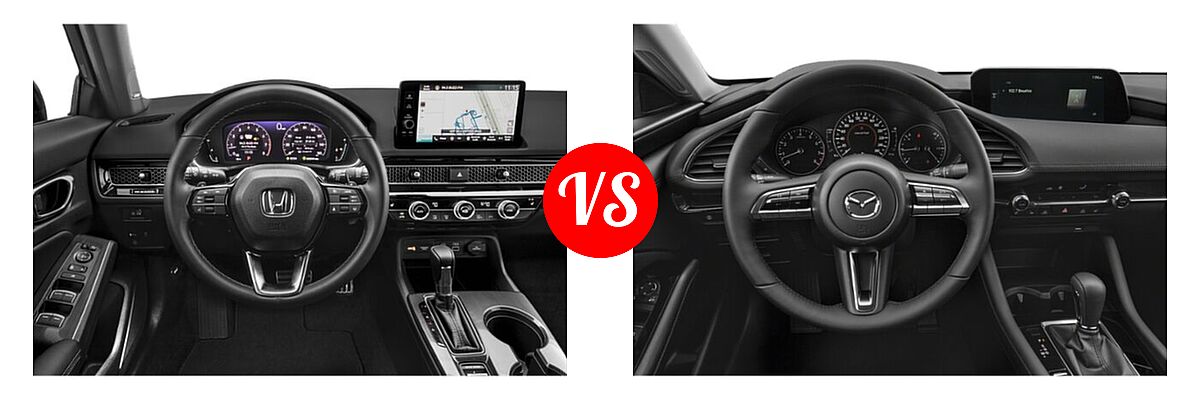 2022 Honda Civic Hatchback Sport Touring vs. 2022 Mazda 3 Hatchback 2.5 S - Dashboard Comparison