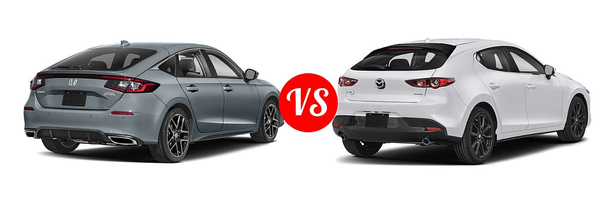 2022 Honda Civic Hatchback Sport Touring vs. 2022 Mazda 3 Hatchback Premium - Rear Right Comparison