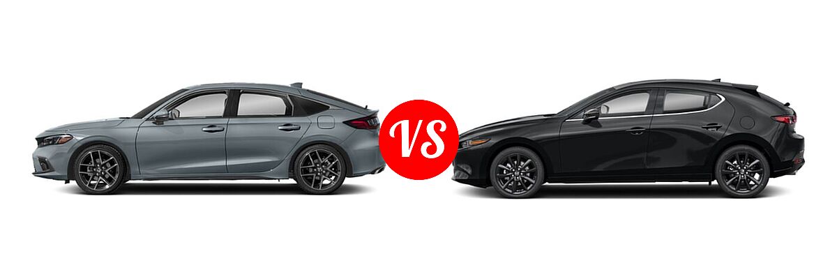 2022 Honda Civic Hatchback Sport Touring vs. 2022 Mazda 3 Hatchback 2.5 Turbo - Side Comparison