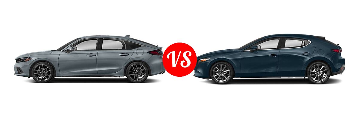 2022 Honda Civic Hatchback Sport Touring vs. 2022 Mazda 3 Hatchback Select - Side Comparison