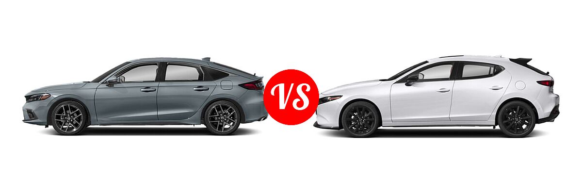 2022 Honda Civic Hatchback Sport Touring vs. 2022 Mazda 3 Hatchback 2.5 Turbo Premium Plus - Side Comparison