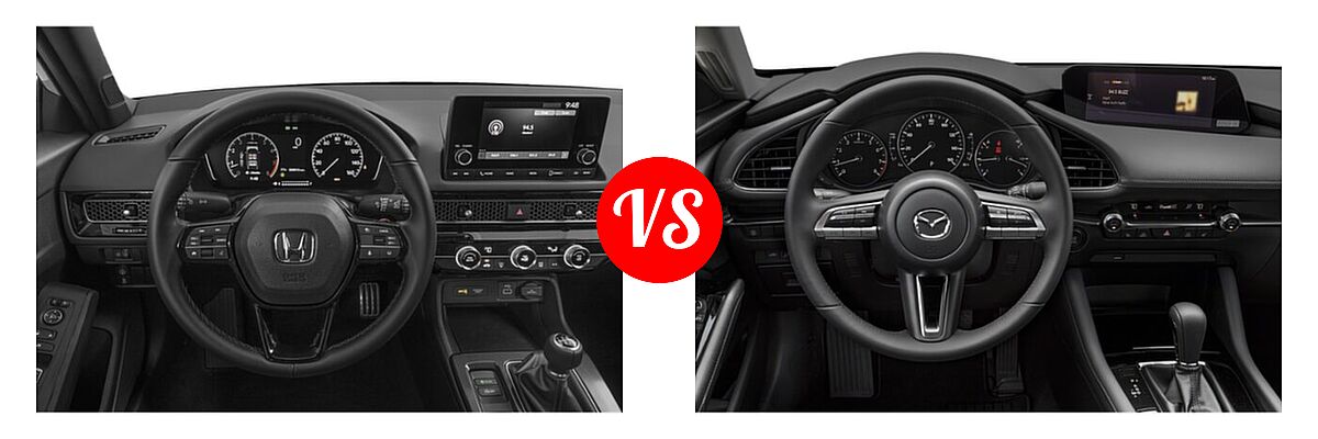 2022 Honda Civic Hatchback Sport vs. 2022 Mazda 3 Hatchback Premium - Dashboard Comparison