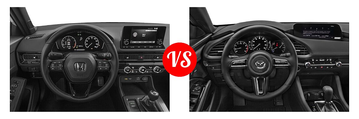 2022 Honda Civic Hatchback Sport vs. 2022 Mazda 3 Hatchback 2.5 Turbo - Dashboard Comparison