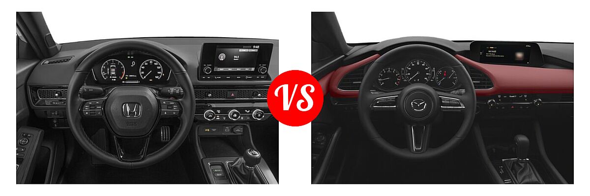 2022 Honda Civic Hatchback Sport vs. 2022 Mazda 3 Hatchback 2.5 Turbo Premium Plus - Dashboard Comparison