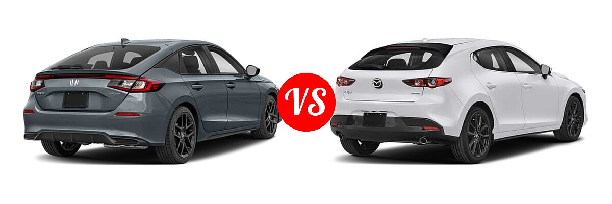 2022 Honda Civic Hatchback Sport vs. 2022 Mazda 3 Hatchback Premium - Rear Right Comparison