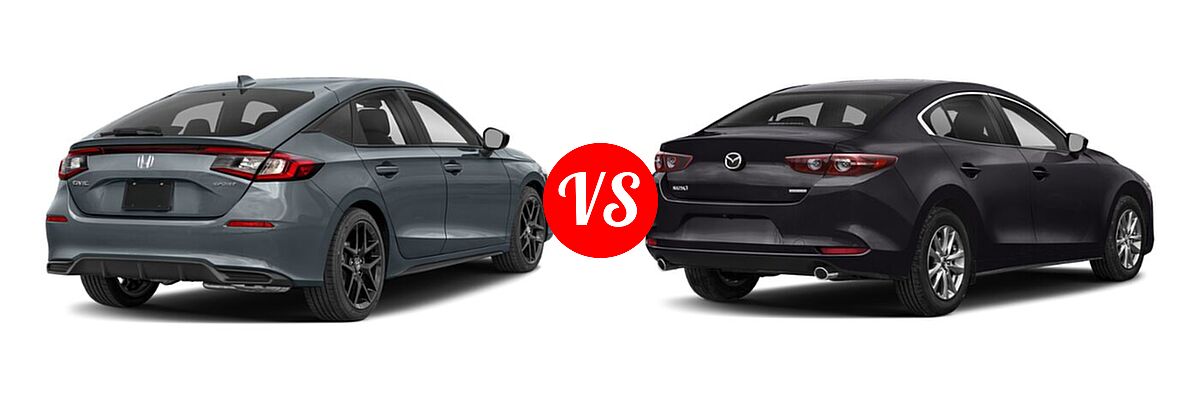 2022 Honda Civic Hatchback Sport vs. 2022 Mazda 3 Hatchback 2.5 S - Rear Right Comparison