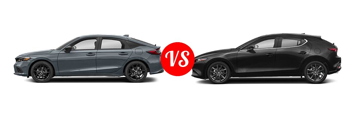 2022 Honda Civic Hatchback Sport vs. 2022 Mazda 3 Hatchback Premium - Side Comparison