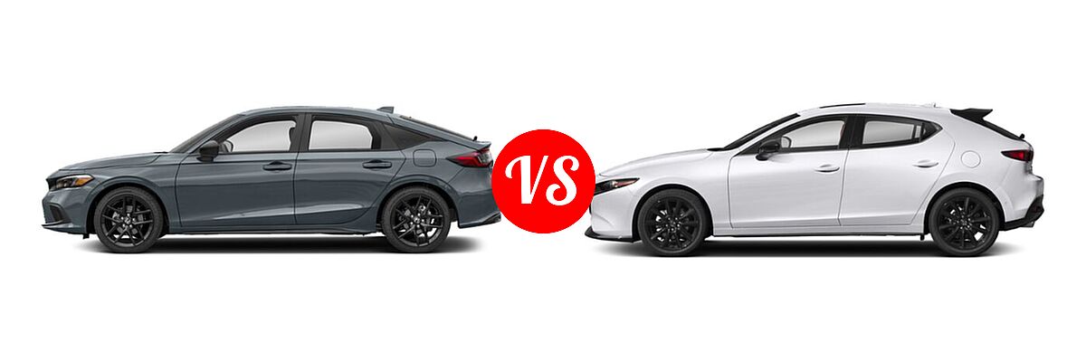 2022 Honda Civic Hatchback Sport vs. 2022 Mazda 3 Hatchback 2.5 Turbo Premium Plus - Side Comparison