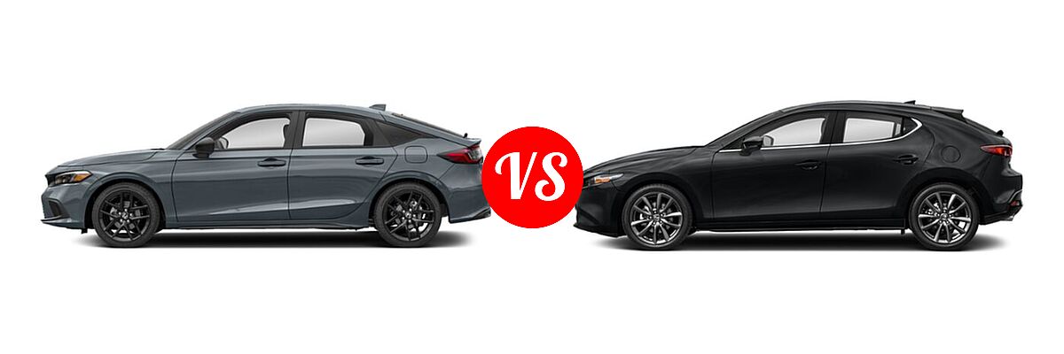 2022 Honda Civic Hatchback Sport vs. 2022 Mazda 3 Hatchback Preferred - Side Comparison