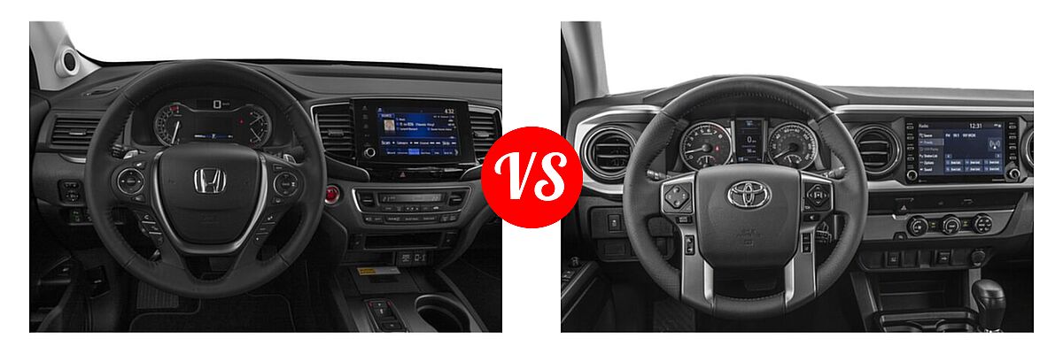 2022 Honda Ridgeline Pickup Sport vs. 2022 Toyota Tacoma Pickup SR / SR5 / TRD Sport - Dashboard Comparison