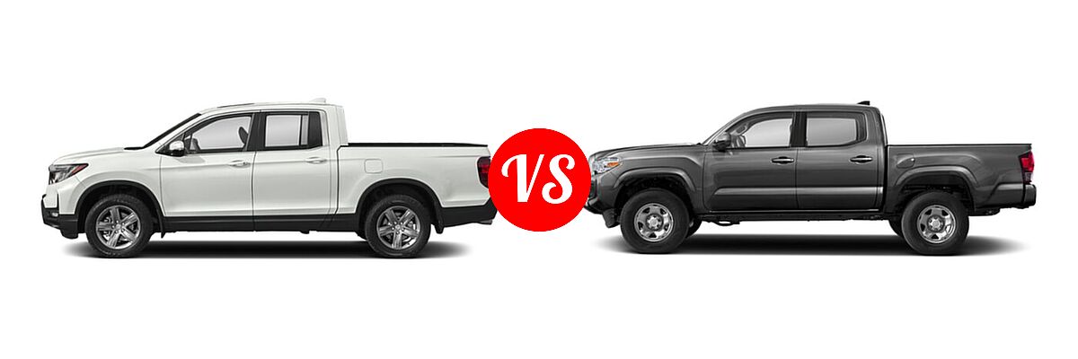 2022 Honda Ridgeline Pickup Sport vs. 2022 Toyota Tacoma Pickup Limited / SR - Side Comparison
