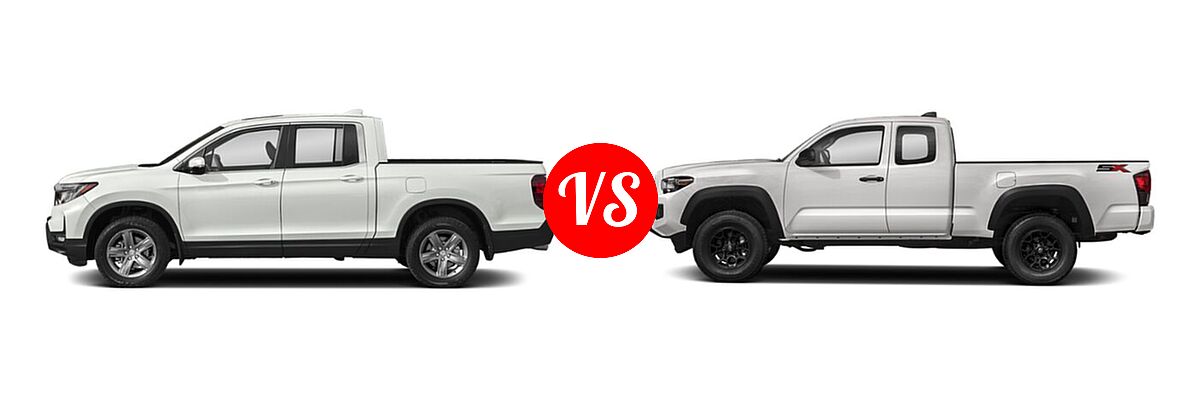 2022 Honda Ridgeline Pickup Sport vs. 2022 Toyota Tacoma Pickup SR - Side Comparison