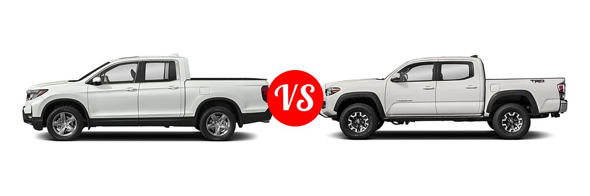2022 Honda Ridgeline Pickup Sport vs. 2022 Toyota Tacoma Pickup TRD Off Road - Side Comparison