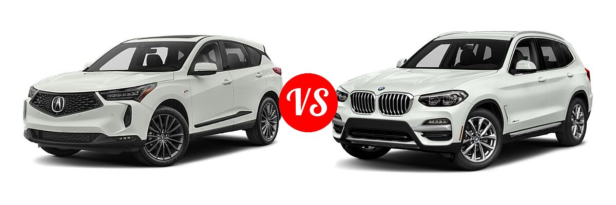 2022 Acura RDX SUV w/A-Spec Advance Package vs. 2019 BMW X3 SUV sDrive30i / xDrive30i - Front Left Comparison