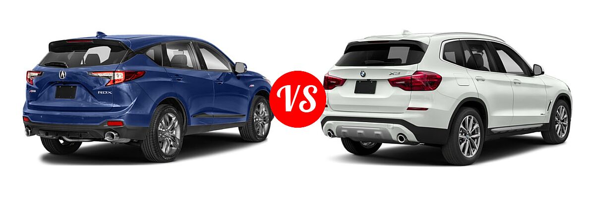 2022 Acura RDX SUV w/A-Spec Package vs. 2019 BMW X3 SUV sDrive30i / xDrive30i - Rear Right Comparison