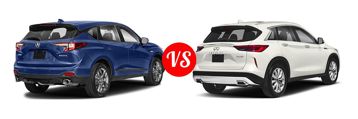 2022 Acura RDX SUV w/A-Spec Package vs. 2019 Infiniti QX50 SUV ESSENTIAL / LUXE / PURE - Rear Right Comparison