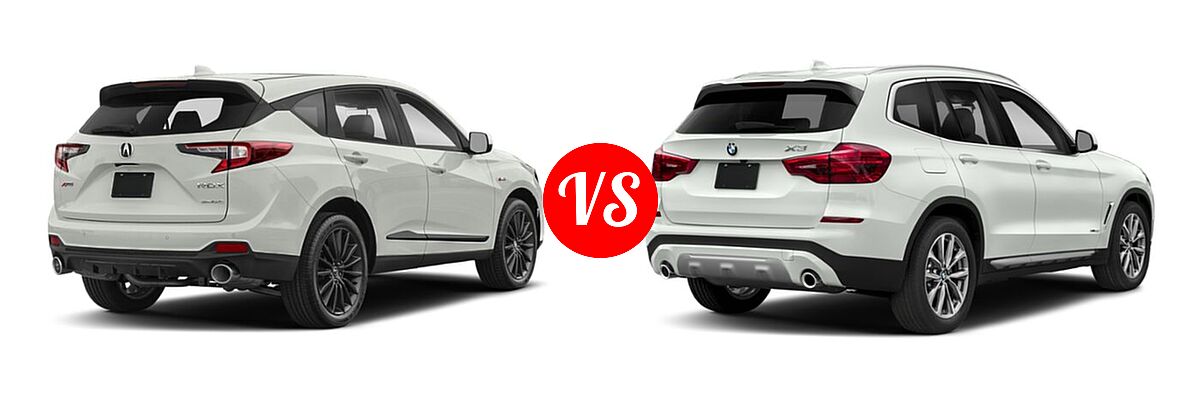 2022 Acura RDX SUV w/A-Spec Advance Package vs. 2019 BMW X3 SUV sDrive30i / xDrive30i - Rear Right Comparison