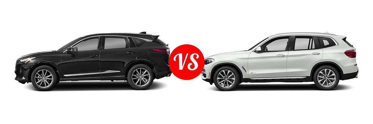2022 Acura RDX SUV w/Technology Package vs. 2019 BMW X3 SUV sDrive30i / xDrive30i - Side Comparison
