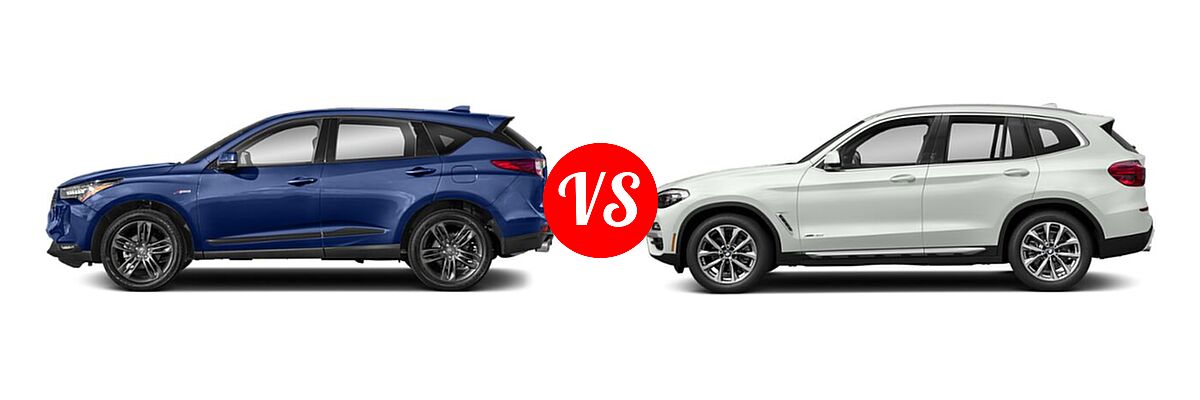 2022 Acura RDX SUV w/A-Spec Package vs. 2019 BMW X3 SUV sDrive30i / xDrive30i - Side Comparison