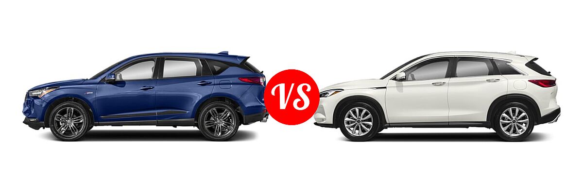 2022 Acura RDX SUV w/A-Spec Package vs. 2019 Infiniti QX50 SUV ESSENTIAL / LUXE / PURE - Side Comparison
