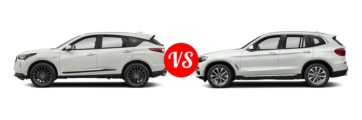 2022 Acura RDX SUV w/A-Spec Advance Package vs. 2019 BMW X3 SUV sDrive30i / xDrive30i - Side Comparison