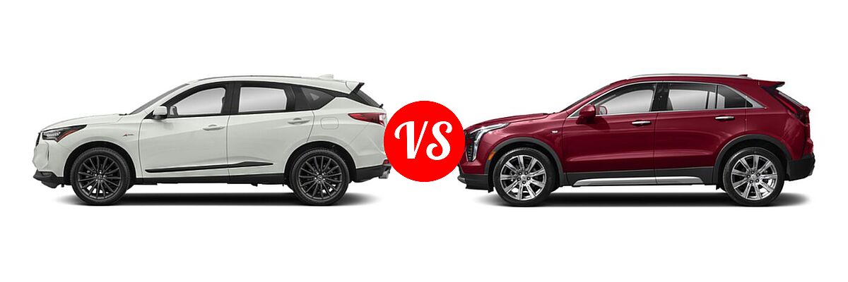 2022 Acura RDX SUV w/A-Spec Advance Package vs. 2019 Cadillac XT4 SUV AWD Luxury / AWD Premium Luxury / AWD Sport / FWD Luxury / FWD Premium Luxury / FWD Sport - Side Comparison