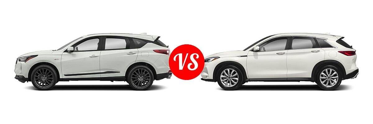 2022 Acura RDX SUV w/A-Spec Advance Package vs. 2019 Infiniti QX50 SUV ESSENTIAL / LUXE / PURE - Side Comparison