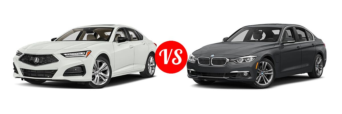 2022 Acura TLX Sedan w/Technology Package vs. 2018 BMW 3 Series Sedan Hybrid 330e iPerformance - Front Left Comparison