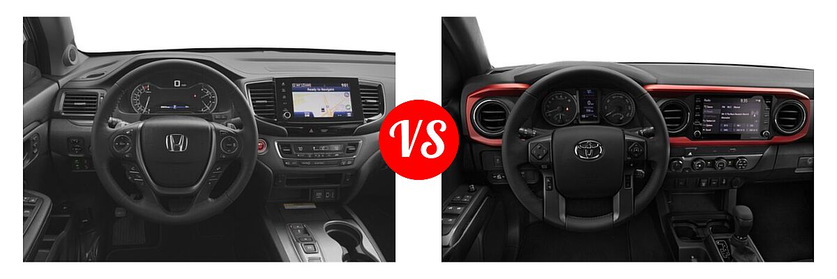 2022 Honda Ridgeline Pickup RTL-E vs. 2022 Toyota Tacoma Pickup TRD Sport - Dashboard Comparison