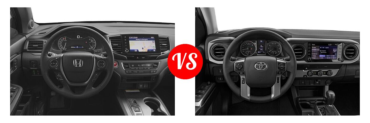 2022 Honda Ridgeline Pickup RTL-E vs. 2022 Toyota Tacoma Pickup SR5 - Dashboard Comparison