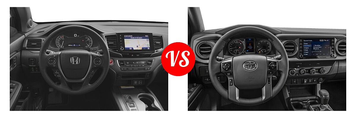 2022 Honda Ridgeline Pickup RTL-E vs. 2022 Toyota Tacoma Pickup TRD Off Road - Dashboard Comparison