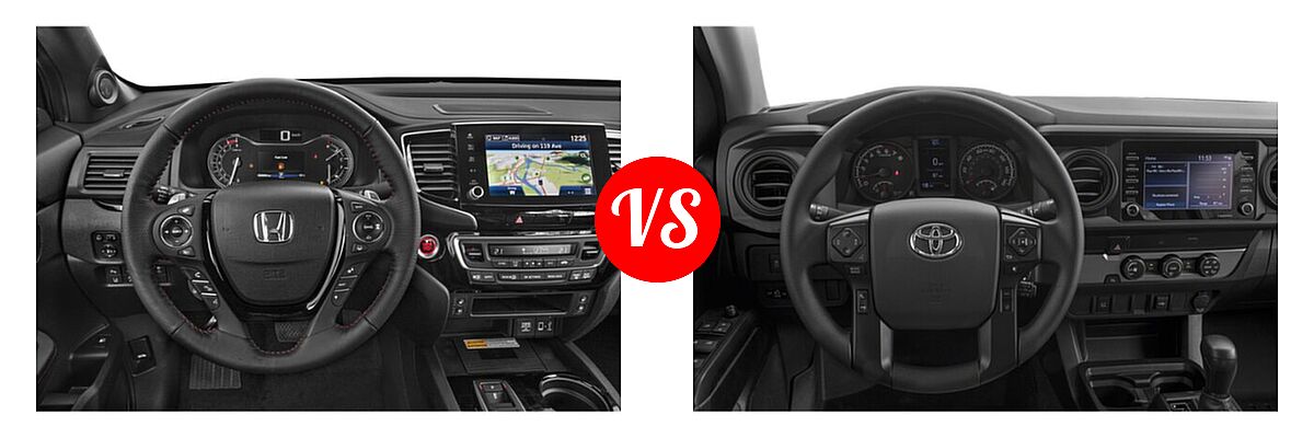 2022 Honda Ridgeline Pickup Black Edition vs. 2022 Toyota Tacoma Pickup Limited / SR - Dashboard Comparison
