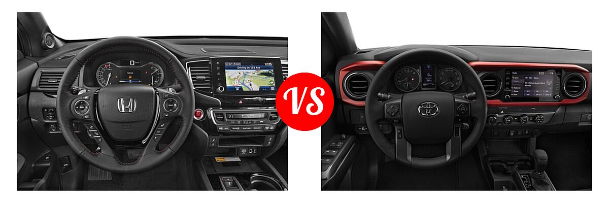 2022 Honda Ridgeline Pickup Black Edition vs. 2022 Toyota Tacoma Pickup TRD Sport - Dashboard Comparison