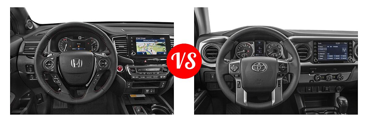 2022 Honda Ridgeline Pickup Black Edition vs. 2022 Toyota Tacoma Pickup SR / SR5 / TRD Sport - Dashboard Comparison