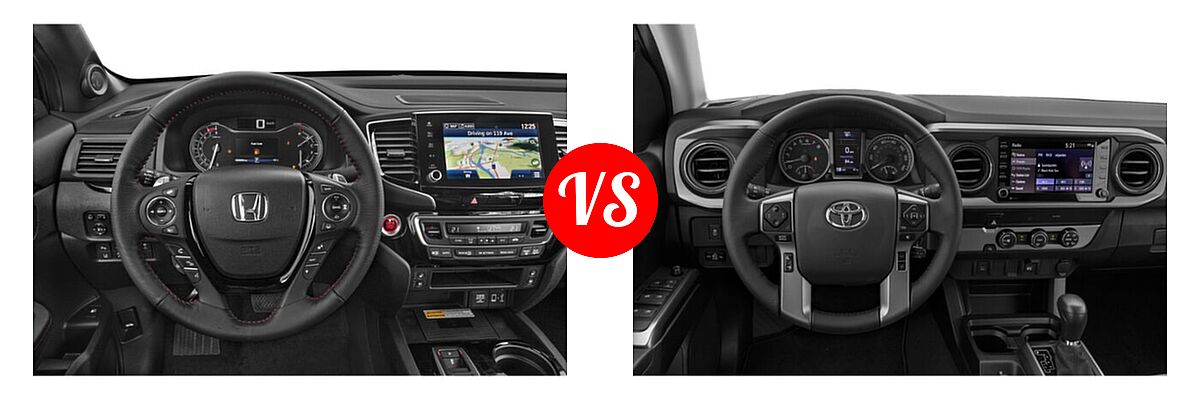 2022 Honda Ridgeline Pickup Black Edition vs. 2022 Toyota Tacoma Pickup SR5 - Dashboard Comparison