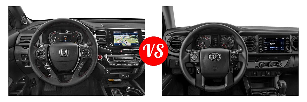 2022 Honda Ridgeline Pickup Black Edition vs. 2022 Toyota Tacoma Pickup SR - Dashboard Comparison