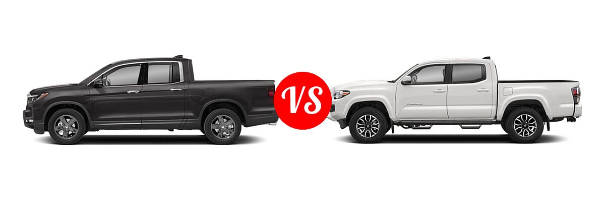 2022 Honda Ridgeline Pickup RTL-E vs. 2022 Toyota Tacoma Pickup TRD Sport - Side Comparison