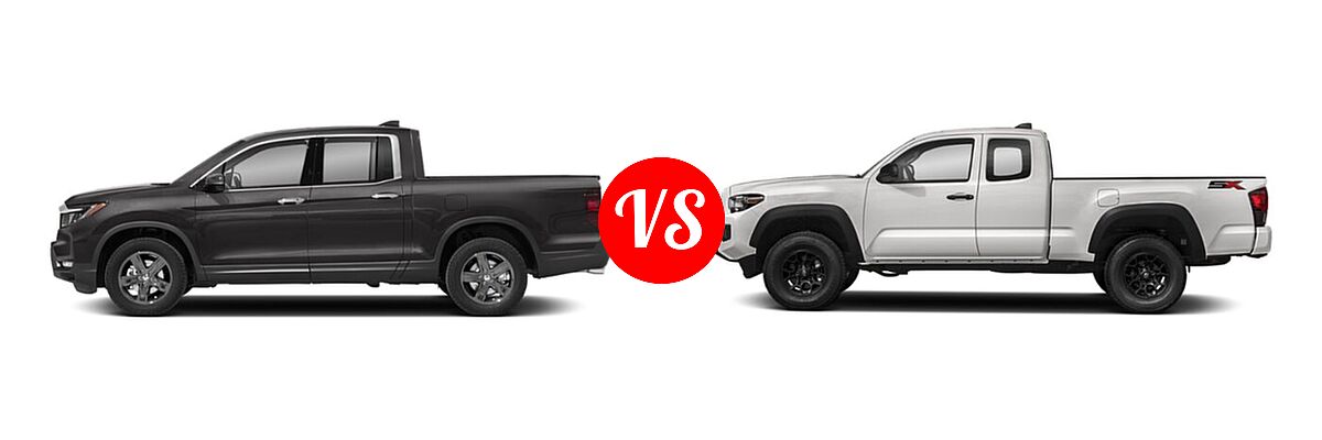 2022 Honda Ridgeline Pickup RTL-E vs. 2022 Toyota Tacoma Pickup SR - Side Comparison