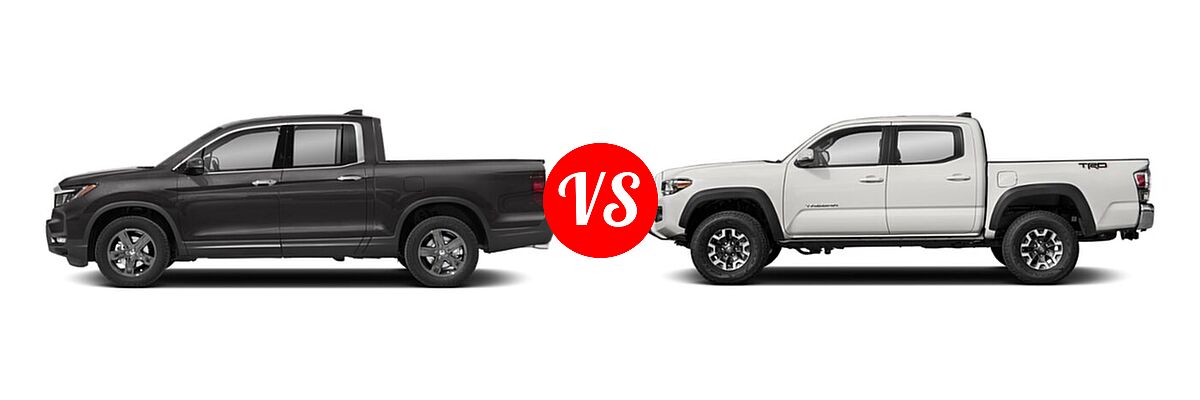 2022 Honda Ridgeline Pickup RTL-E vs. 2022 Toyota Tacoma Pickup TRD Off Road - Side Comparison