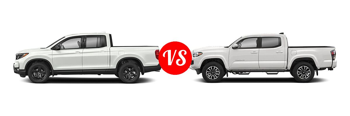 2022 Honda Ridgeline Pickup Black Edition vs. 2022 Toyota Tacoma Pickup TRD Sport - Side Comparison