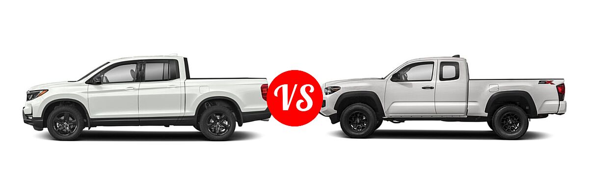 2022 Honda Ridgeline Pickup Black Edition vs. 2022 Toyota Tacoma Pickup SR - Side Comparison