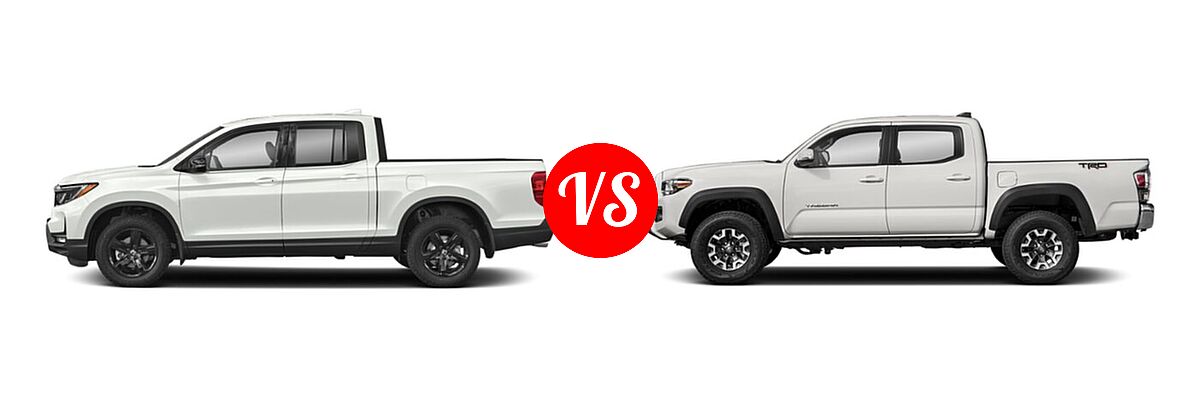 2022 Honda Ridgeline Pickup Black Edition vs. 2022 Toyota Tacoma Pickup TRD Off Road - Side Comparison