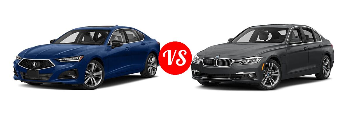 2022 Acura TLX Sedan w/Advance Package vs. 2018 BMW 3 Series Sedan Hybrid 330e iPerformance - Front Left Comparison