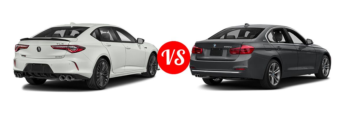 2022 Acura TLX Sedan w/A-Spec Package vs. 2018 BMW 3 Series Sedan Hybrid 330e iPerformance - Rear Right Comparison